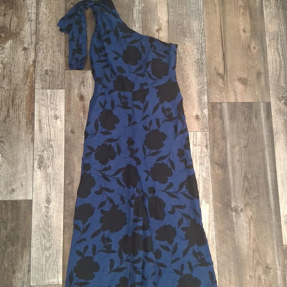 Kate Spade x Target Linen One Shoulder Wide Leg Jumpsuit Size 2 Modern Feminine
